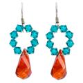 Sparkling Agave,'Swarovsky Crystal Dangle Earrings Red and Blue from Mexico'