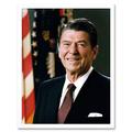 Official Portrait US President Ronald Reagan Photograph Politician USA Flag Art Print Framed Poster Wall Decor 12x16 inch