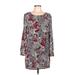 Charming Charlie Casual Dress - Shift: Gray Print Dresses - Women's Size Large