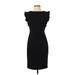 Calvin Klein Cocktail Dress - Sheath Crew Neck Short sleeves: Black Print Dresses - Women's Size 2