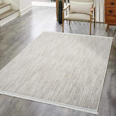 Teppich CARPET CITY "CLASICO 0052", grau (taupe), B:160cm H:11mm L:230cm, Obermaterial: 100% Polyester, Teppiche, Fransenteppich, Läufer, Kurzflor, Hochtief-Muster, Boho, Fransen, Wohnzimmer Image