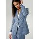 Kurzblazer ANISTON SELECTED Gr. 42, blau (blau, schwarz, offwhite) Damen Blazer