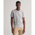 T-Shirt GANT "SLIM SHIELD V-NECK T-SHIRT" Gr. 4XL, grau (grey melange) Herren Shirts T-Shirts