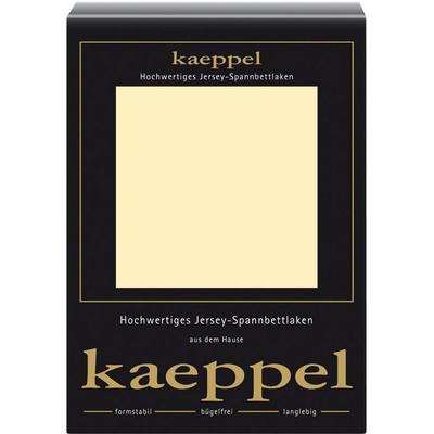 Spannbettlaken KAEPPEL "Single Jersey Mako Elasthan", gelb (vanille), B:90-100cm L:200cm, Jersey-Elasthan, Obermaterial: 97% Baumwolle, 3% Elasthan, Laken, aus 97% Baumwolle und 3% Elasthan Image
