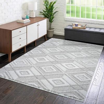 Teppich CARPET CITY "LINDO 8875", beige, B:200cm H:11mm L:290cm, Obermaterial: 100% Polyester, Teppiche, Fransenteppich, Kurzflor, Hochtief-Muster/ 3D-Effekt, Fransen, Boho-Stil, Wohnzimmer Image