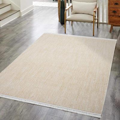 Teppich CARPET CITY "CLASICO 0052", gelb, B:200cm H:11mm L:290cm, Obermaterial: 100% Polyester, Teppiche, Fransenteppich, Läufer, Kurzflor, Hochtief-Muster, Boho, Fransen, Wohnzimmer Image