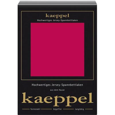 Spannbettlaken KAEPPEL "Single Jersey Mako Elasthan", rot (rubin), B:90-100cm L:200cm, Jersey-Elasthan, Obermaterial: 97% Baumwolle, 3% Elasthan, Laken, aus 97% Baumwolle und 3% Elasthan Image