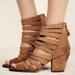 Free People Shoes | Free People Women Size 38 Us 7.5 Cayman Strappy Tan Brown Suede Heels Booties | Color: Brown/Tan | Size: 7.5