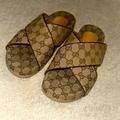 Gucci Shoes | Gucci Cross Strap Canvas Sandals | Color: Tan | Size: 8