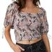 Free People Tops | Free People Puff Sleeve Open Back Crop Top Women's Size Small And Medium | Color: Purple/White | Size: Various