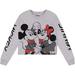 Disney Tops | Disney Juniors' Mickey & Minnie Cropped Long Sleeve T-Shirt Gray Size M | Color: Gray | Size: M