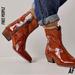 Free People Shoes | Free People New Frontier Western Boot Patent Leather Cognac Eu40 | Color: Tan | Size: 9.5