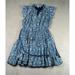 Anthropologie Dresses | Let Me Be Anthropologie Women's Ivy Ruffle Flare Dress Size 16p Blue | Color: Blue/White | Size: 16p