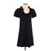 J.Crew Factory Store Casual Dress - A-Line Scoop Neck Short sleeves: Black Print Dresses - Women's Size 0