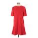 Zara Casual Dress - DropWaist Crew Neck Short sleeves: Red Print Dresses - Women's Size X-Small