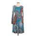 DB Moon Casual Dress: Blue Batik Dresses - Women's Size Large