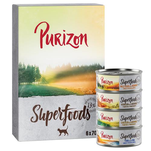 24x 70g Superfoods Mixpaket (4 Sorten) Purizon Katzenfutter nass