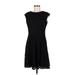 Wisp Casual Dress - A-Line Crew Neck Sleeveless: Black Print Dresses - Women's Size 8 Petite