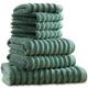 Towelogy Luxury Bamboo Bath Towels Set Of 7-4 Face Towels 30x30cm, 2 Hand Towels 50x80cm & 1 Extra Large Bath Towel 90x140cm | Rapid Drying Experience Every Day (Green, 7)