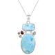 SILCASA Multicolor Gemstones Larimar Multiple Shapes Pendant with Free Chain Necklace for Women Handmade Custom Jewelry Party Gift for Her 2.5"