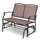 RELAX4LIFE 2 Seater Glider Bench, Outdoor Rocking Chair Garden Rocker Loveseat, Double Swing Benches Steel Frame Leisure Armchair for Beach Backyard Poolside(Brown, 104 x 72 x 92cm)