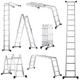 GiantexUK 3.7M/12FT Telescopic Ladder, 7 in 1 Aluminium Folding Extendable Ladder with Stabilizer Bars & Locking Hinges, Heavy Duty Portable Multi-Purpose Combination Step Ladder, 150KG Load