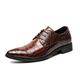 New Dress Formal Shoes for Men Lace Up Pointed Toe Derby Shoes PU Leather Slip Resistant Anti-Slip Block Heel Non Slip Low Top Prom (Color : Brown, Size : 9 UK)