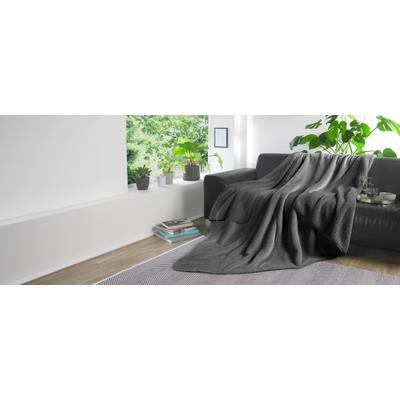 Wohndecke KINZLER "Demi Flausch", grau (anthrazit), B:150cm L:200cm, Wohndecken, mit Wendefunktion Image