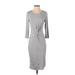 De Collection Casual Dress - Sheath: Gray Solid Dresses - Women's Size Small