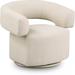 Accent Chair - Meridian Furniture USA Upholstered Swivel Accent Chair Linen in White/Brown | 27.5 H x 33 W x 28.5 D in | Wayfair 598Beige