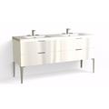 The Furniture Guild Guilder 2 72" Vanity & Top w/ Dean Leg Stone, Metal in Gray | 36 H x 72.31 W x 21.63 D in | Wayfair G2-72-C21-SN-MS-WM-3-DEAN4