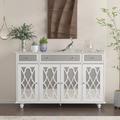 Charlton Home® Daedra 55.1" Wide 3 Drawer Sideboard Wood in White | 35.4 H x 55.1 W x 15.7 D in | Wayfair ED1AE7F6AE8D436998C8DD8EEC10AE08