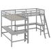 Harriet Bee Ileia Wood Twin Size L-Shaped Loft Bed w/ 2 Built-in L-Shaped Desks in Gray | 72 H x 79.5 W x 119 D in | Wayfair