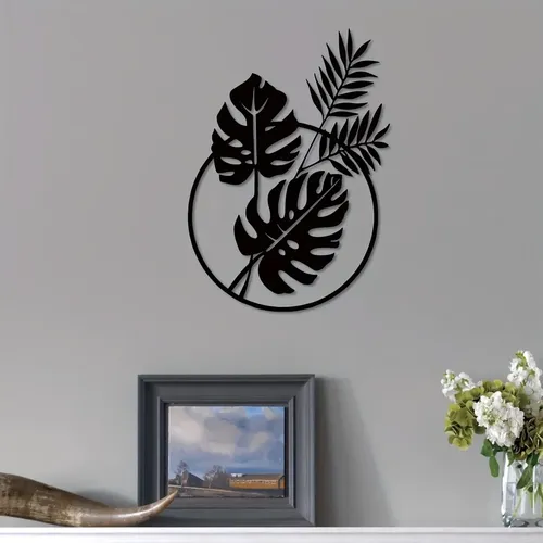CIFBUY Art mural en métal feuille de palmier, sculpture murale, décoration de silhouette de plante,