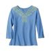 Draper's & Damon's Women's Filigree Tee - Blue - L - Misses