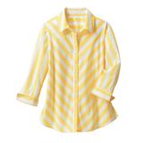 Draper's & Damon's Women's 3/4 Sleeve Bias Stripe Shirt - Yellow - PXL - Petite