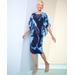 Draper's & Damon's Women's Abstract Floral Overlay Dress - Blue - PL - Petite