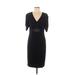 David Meister Casual Dress - Party V Neck Short sleeves: Blue Print Dresses - Women's Size 8