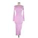 Pink Lily Casual Dress - Midi Crew Neck 3/4 sleeves: Pink Solid Dresses - Women's Size Medium