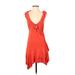 Wild Fable Casual Dress - Mini Plunge Sleeveless: Red Print Dresses - Women's Size Small