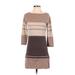 360 Cashmere Casual Dress - Sweater Dress Crew Neck 3/4 sleeves: Brown Print Dresses - Women's Size Small