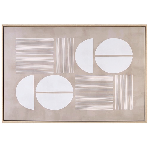 Leinwandbild Beige Stoff Canvas MDF-Platte 93x63 cm Rechteckig mit Schattenfugenrahmen Abstraktes Motiv Modern Wohnzimmer Schlafzimmer