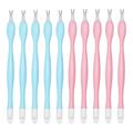 Set of 10 cuticle pushing tools Silicone handle Pink/Blue