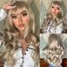 Teissuly Long Blonde Curly Hair With Bangs Wigs For Women Curly Hair Wig