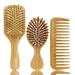 Natural Wooden Hair Combs set Bamboo Bristle Detangling Hairbrush for Elderly Adults Man Woman Reduce Frizz Massage Scalp for Straight Curly Wavy Dry Wet Thick or Fine Hair