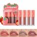 Xipoxipdo Velvet Lip Glaze Set Non Fading Non Stick Cup Fruit Makeup Lip Gloss Four Mini Sets Non Stick Cup Fruit Set Lip Gloss Easy To Color Liquid Lipstick Long Lasting Lipstick