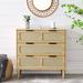 3 drawer dresser, modern rattan dresser cabinet with wide drawers and metal handles, farmhouse wood storage drawer chest