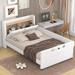 Upholstered Platform Bed Frame with Guardrail, Storage Headboard and Footboard for Boys Girls, No Spring Need Required