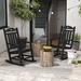 Outsunny 2 Pieces Outdoor Rocking Chair, All Weather-Resistant HDPE Rocking Patio Chairs with Rustic High Back, Armrests