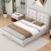 Queen Size Upholstered Platform Bed with Support Legs, Beige